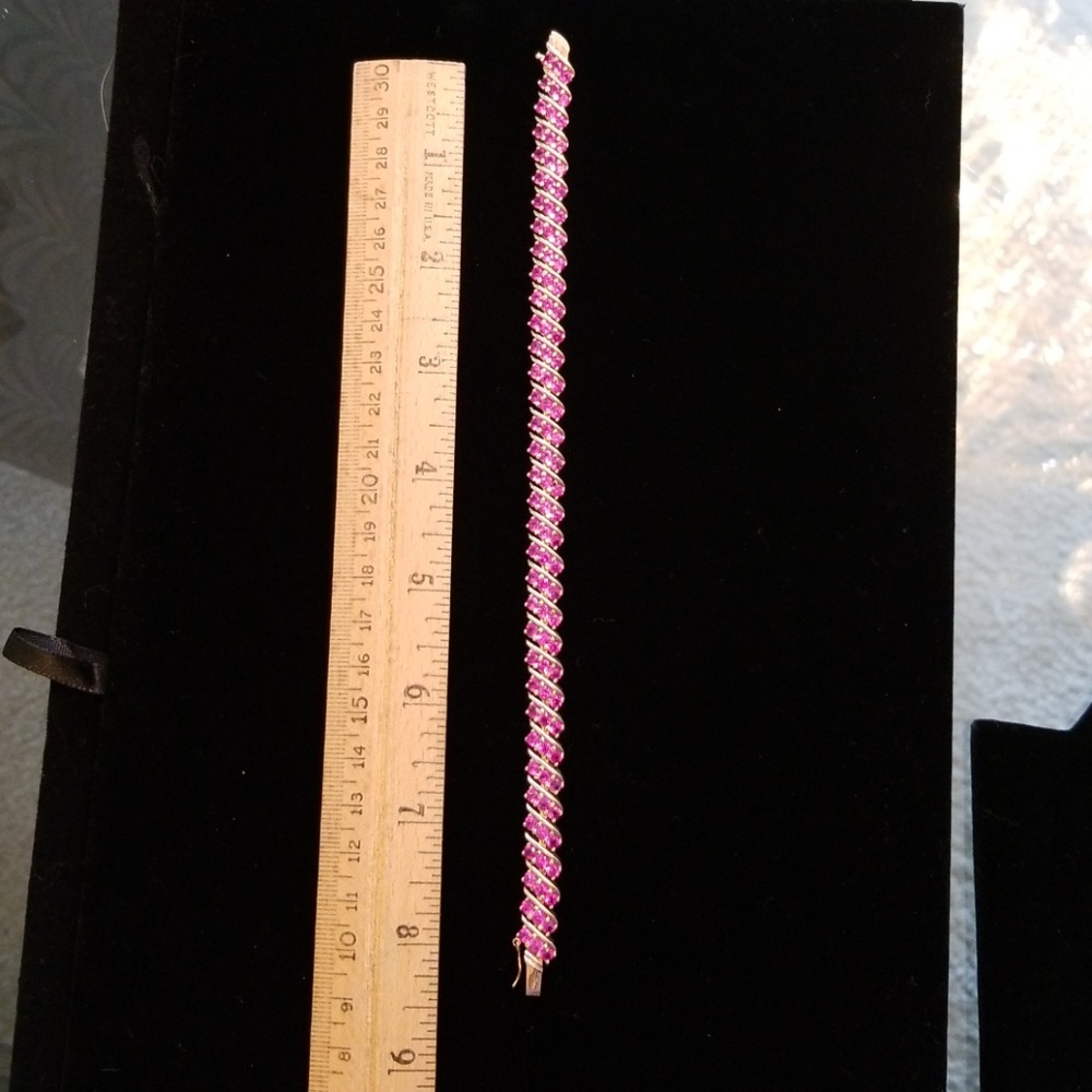 SS with 14k vermeil lab created ruby bracelet